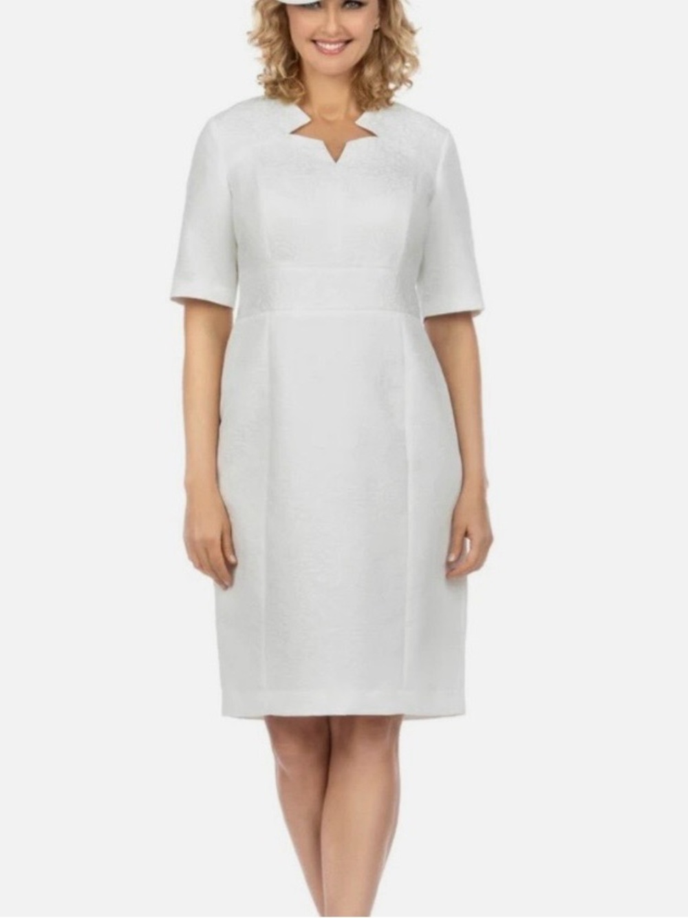 GIOVANNA SIGNATURE NWT Event Bridal Vow Renewal White Jacquard Star Sheath 26W